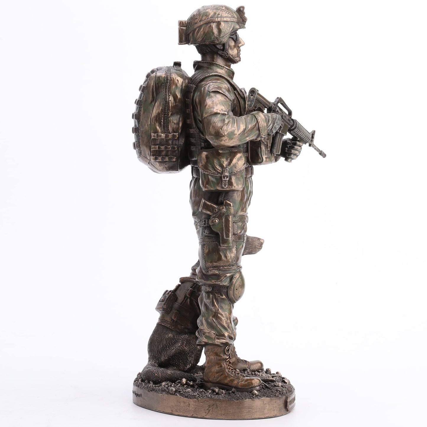 US Army Soldier and Dog Statue Honor, Courage, Commitment Figurine