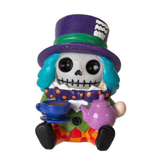 Pacific Giftware Mad Hatter Furrybones Collectible Figurine Signature Skeleton Figurine in Joker Costume Great for Home Decor and Unique Gift Ideas 3.38" Tall