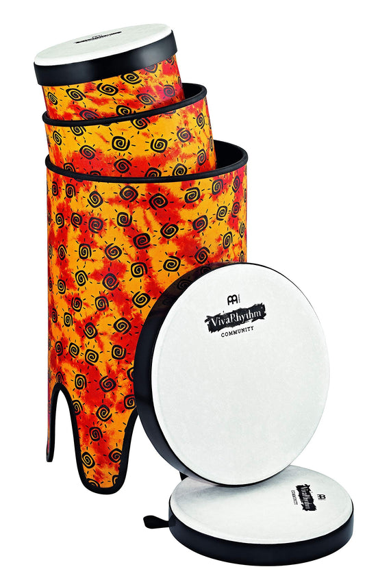 Meinl Percussion 3-Piece Bass Drum Set with Removable Pop Off Synthetic Heads, VivaRhythm Series-NOT Made in China-Stackable Design and Non-Slip Rubber Bottom, 2-Year Warranty (VR-BDPOSET-SH)