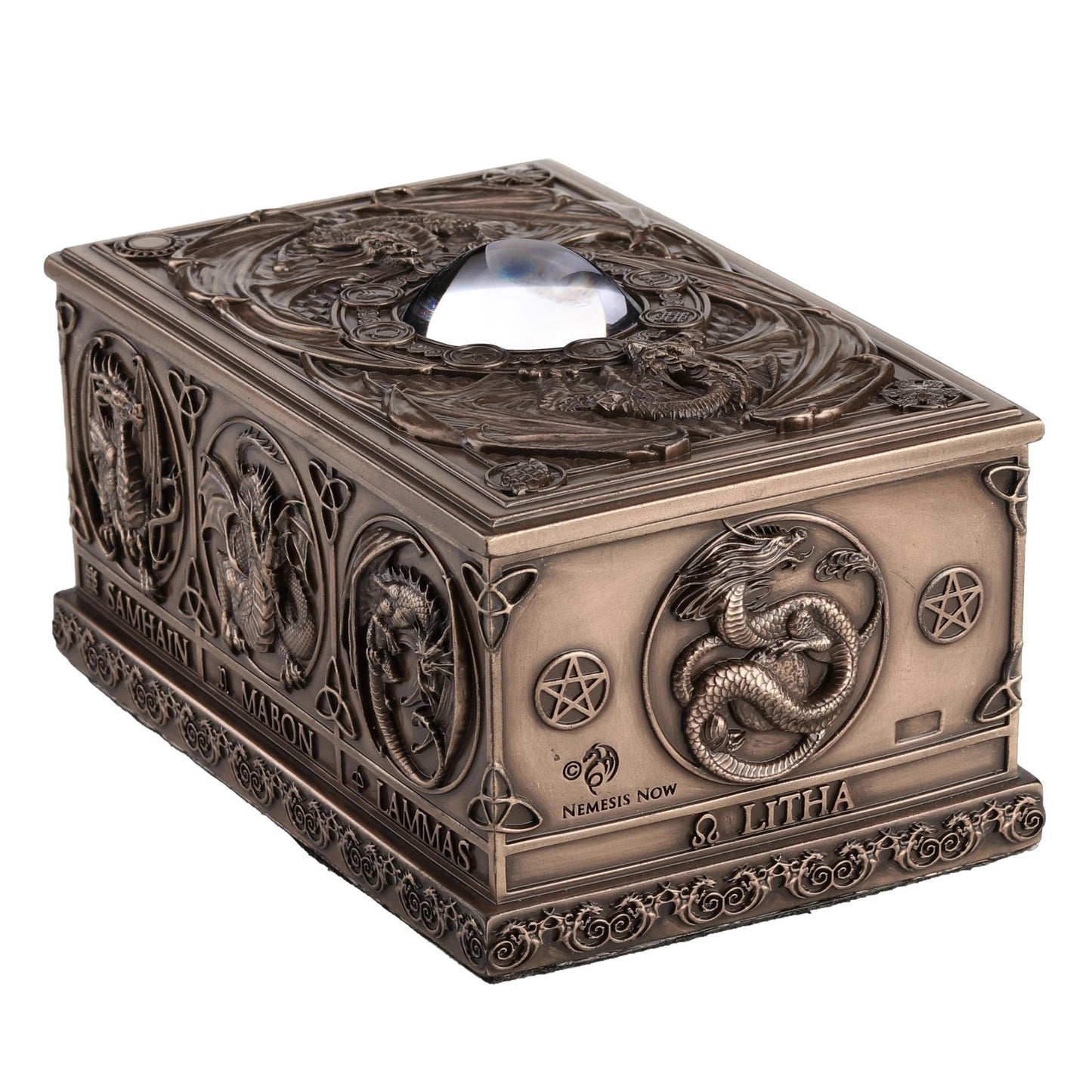 Veronese Design Dragons of The Sabbats Cold Cast Resin Mystic Bronze Finish Tarrot Box