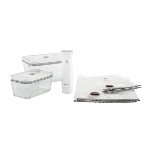 ZWILLING Fresh & Save 7-pc Vacuum Sealer Machine Starter Set, Sous Vide Bags, Meal prep, Airtight Food Storage Containers, Glass