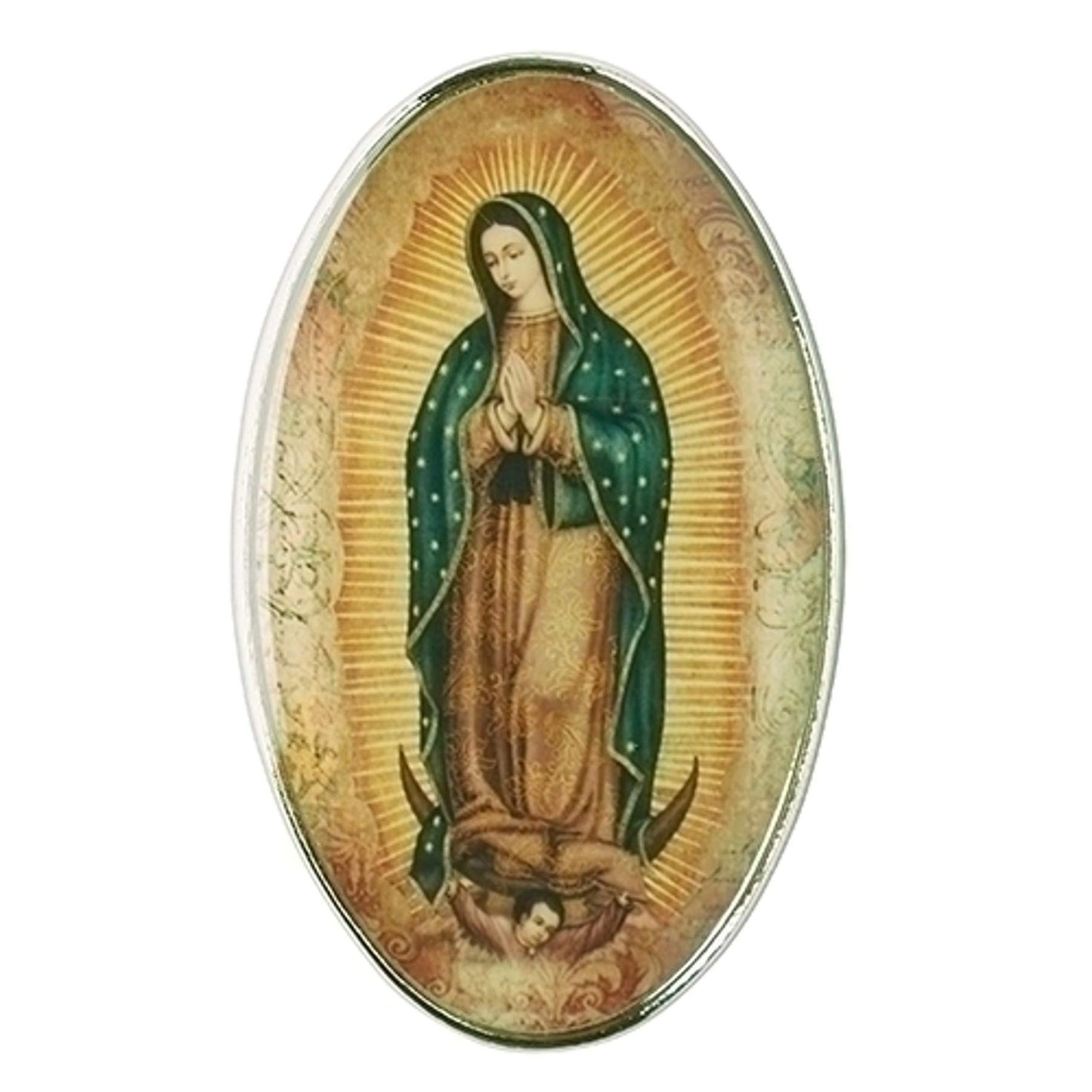 Roman Our Lady of Guadalupe Visor Clip, 2-inch Height