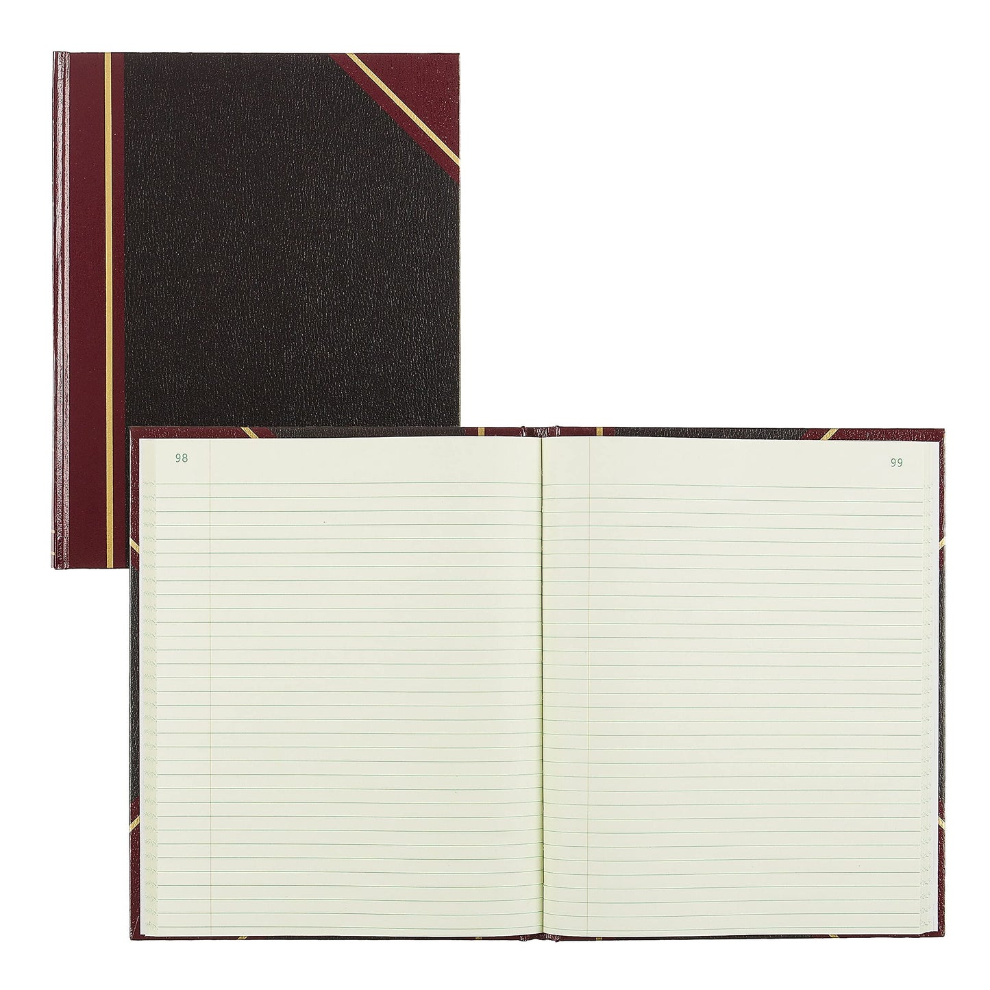 National 56231 Texthide Record Book Black/Burgundy 300 Green Pages 10 3/8 x 8 3/8