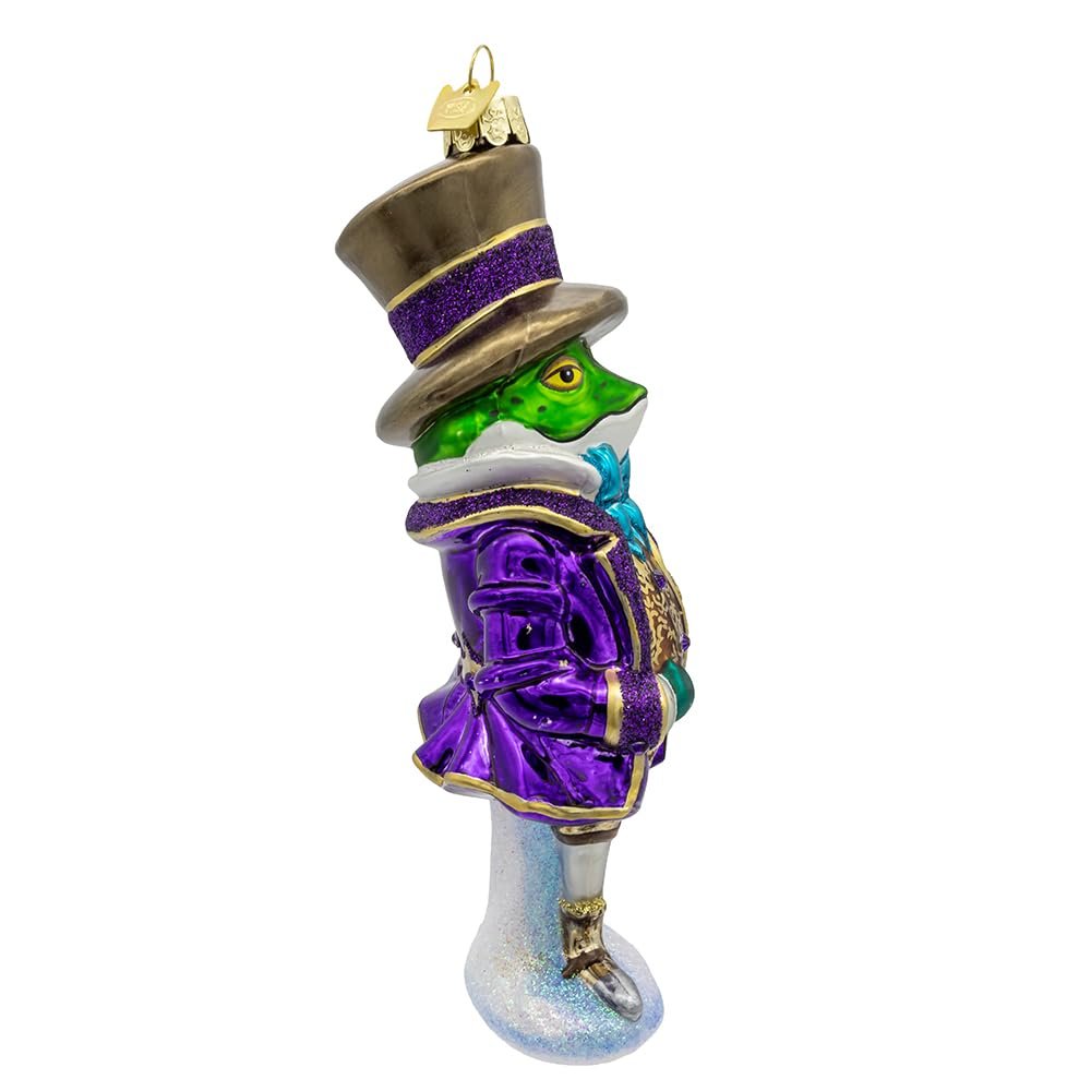 Kurt Adler 7-inch Bellissimo Glass Gentleman Frog Ornament