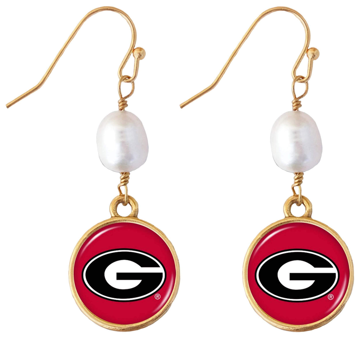 Georgia Bulldogs Diana Gold and Pearl Dangle Earrings Jewelry Gift UGA