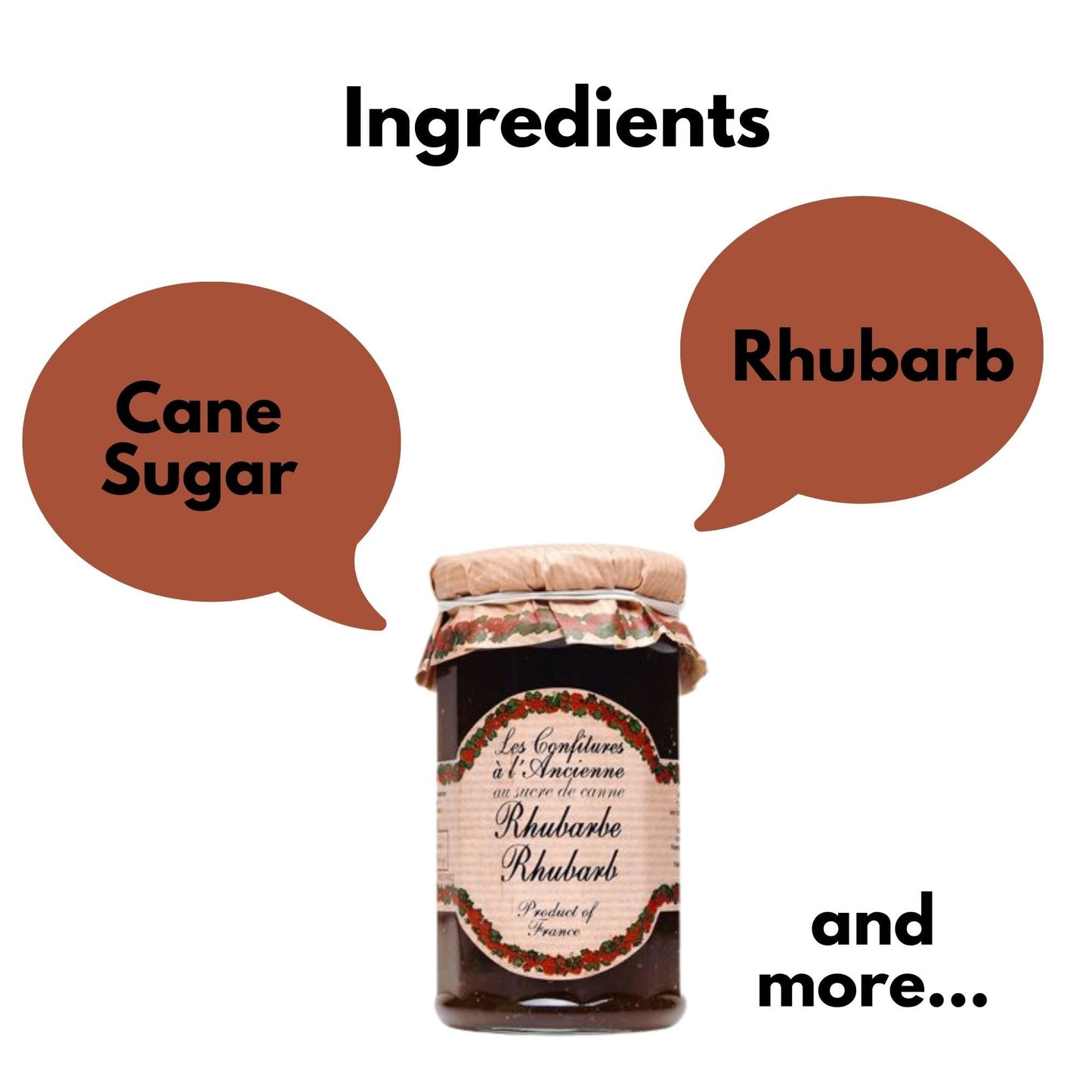 Rhubarb Jam Andresy All natural French jam pure sugar cane 9 oz jar Confitures a l'Ancienne, One