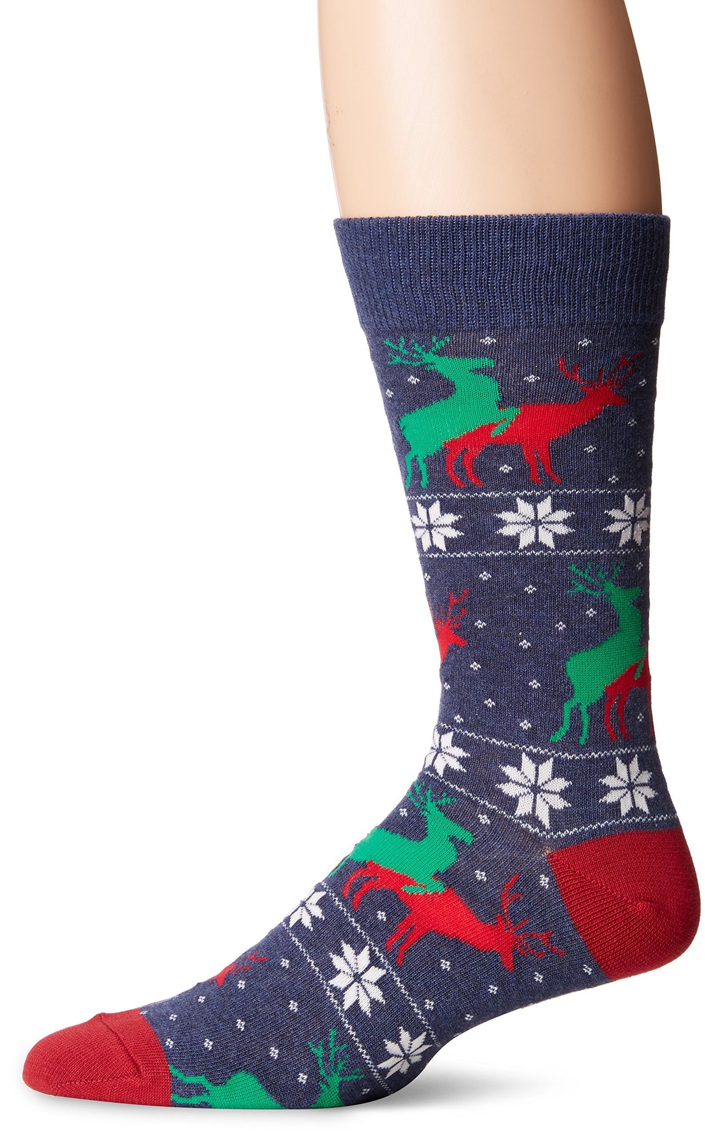 Socksmith Naughty Reindeer Games Men's Holiday Crew Socks, Heather Denim, One Size