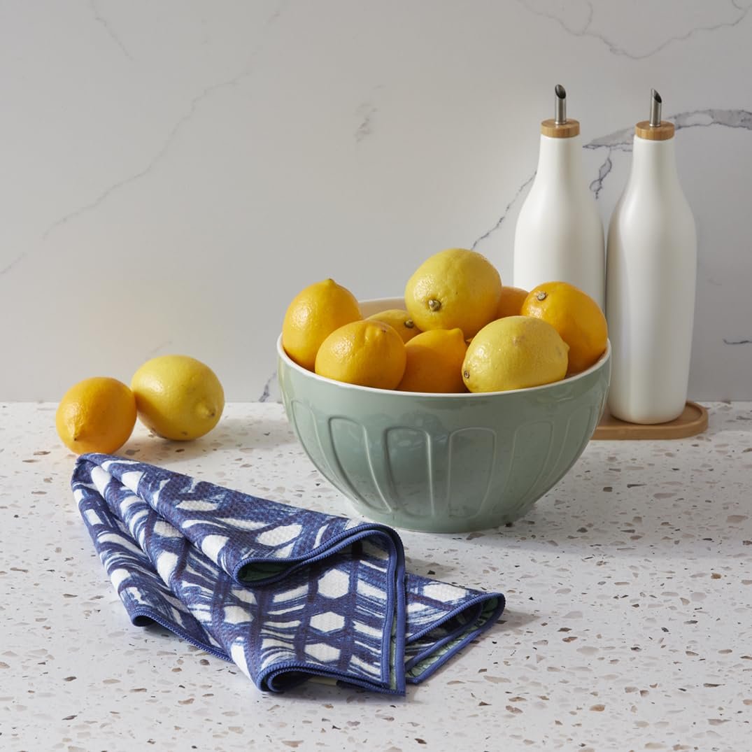 WerkShoppe Indigo Lattice Decorative Kitchen Towel - Waffle Weave Microfiber