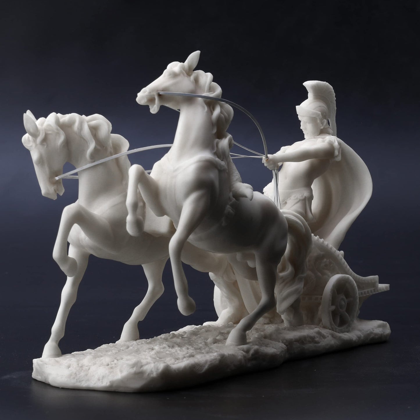 Veronese Design 10 1/4 Inch Roman Centurion on Two Horse Chariot Statue Resin Marble White Finish