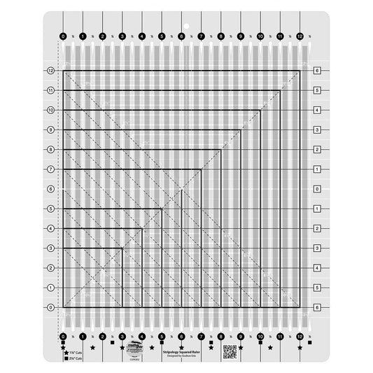 Creative Grids Stripology Squared Slotted Quilting Ruler – CGRGE2 – Made in USA, 14-1/2in x 17-3/4in, Non-Slip Grip Acrylic Fabric Strip Cutting, Sewing, Crafting, Patchwork Ruler & Template