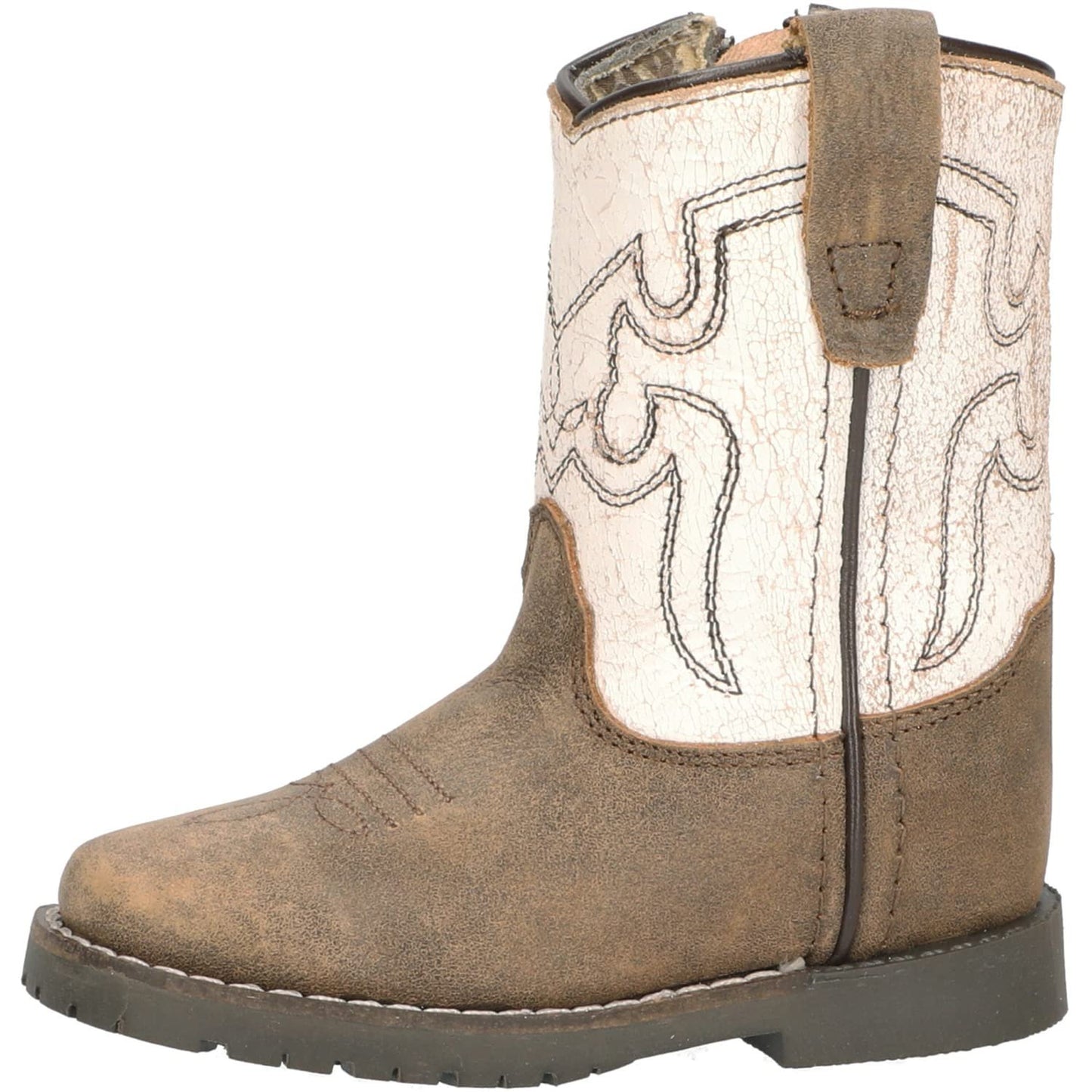 Smoky Mountain Women's Mesa Square Toe Pull On Brown Oil Distressed/Navy Crackle Boots