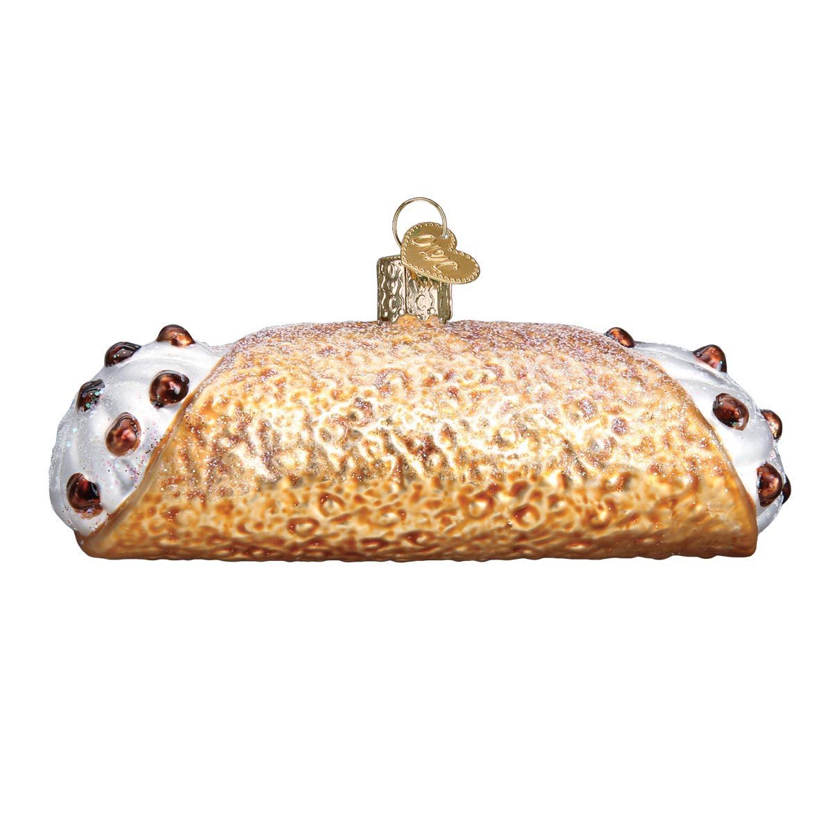 Old World Christmas Cannoli Glass Blown Ornament for Christmas Tree, Handcrafted Holiday Decoration, Dessert Collection