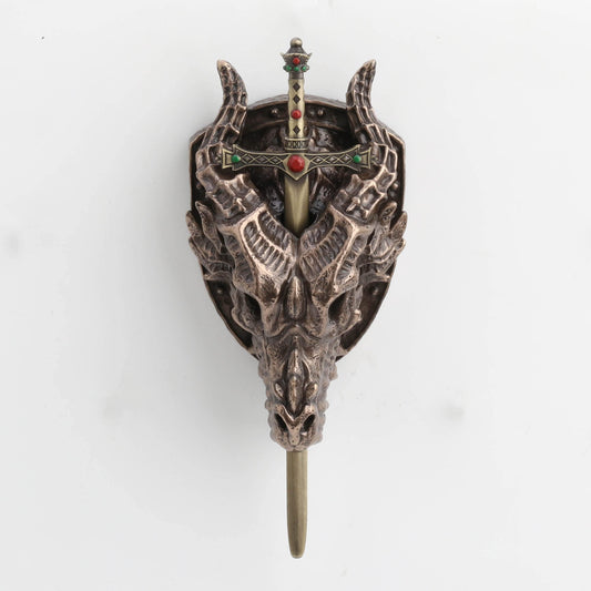 Veronese Design 6 1/4 Dragon Skull Trophy Sword Sheath Resin Wall Sculpture Bronze Finish Letter Opener