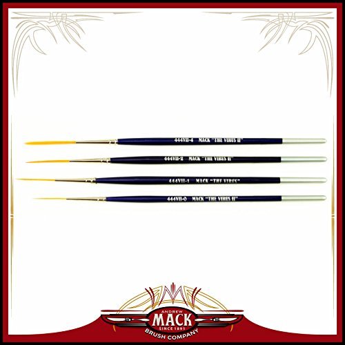 Set of 4 Size 0-4 Series 444VII The Virus II Scrolling Script Pinstriping Brush with Soft Golden Synthetic Hair