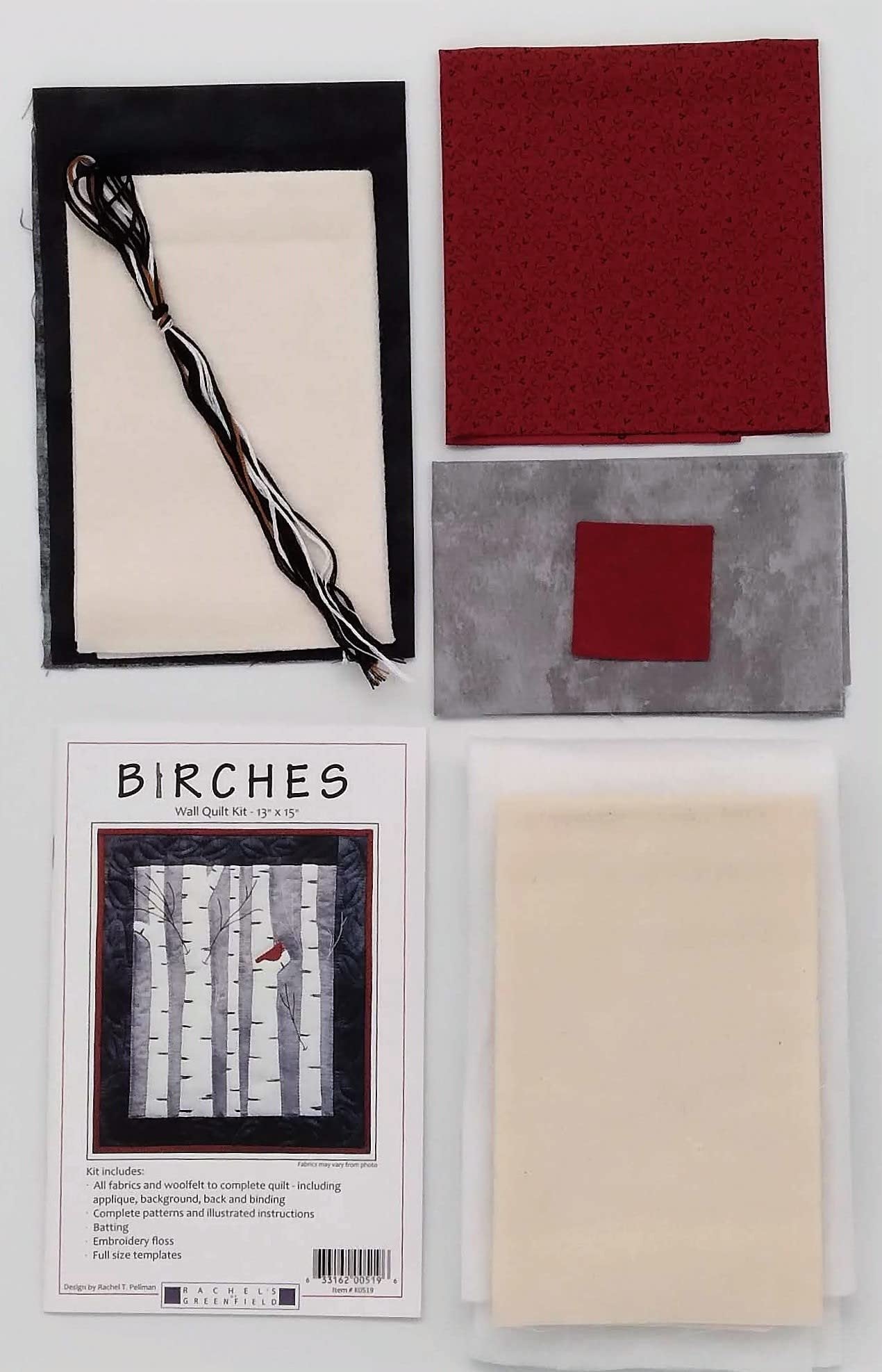Wall Quilt Kit by Rachel's of Greenfield, Birches Wall Quilt Kit 13x15 inch, white
