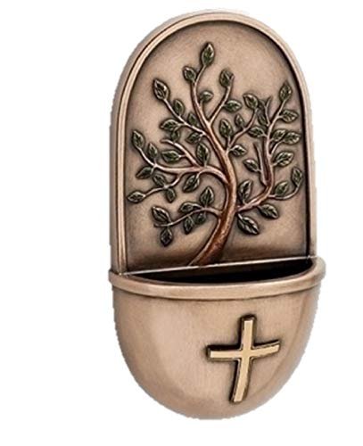 Roman Inc. 6" H Holy Water Font Tree of Life Bronze Wall Font