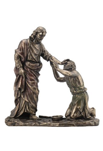 US 10.38 Inch Jesus Healing Blind Man Cold Cast Bronze Figurine