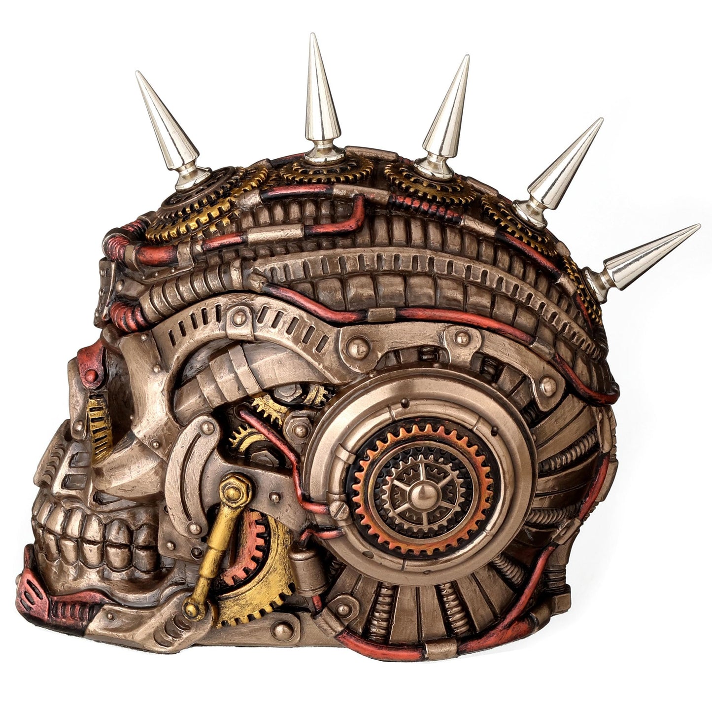 Veronese Design 5 1/2 Steampunk Chrome Spiked Draugr Skull Resin Sculpture Bronze Finish Secret Trinket Box