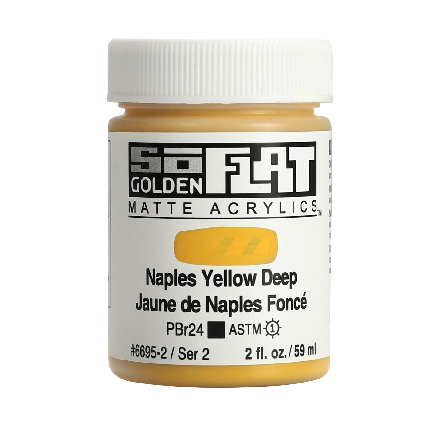 SoFlat Matte Acrylics by GOLDEN, Naples Yellow Deep, 2 fl. oz. Jar, Professional Acrylic Paint, Opaque