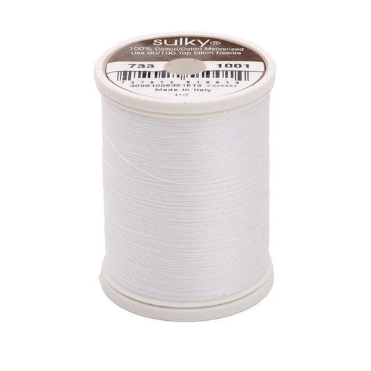 Sulky Of America 400d 30wt Cotton Thread, 500 yd, Bright White