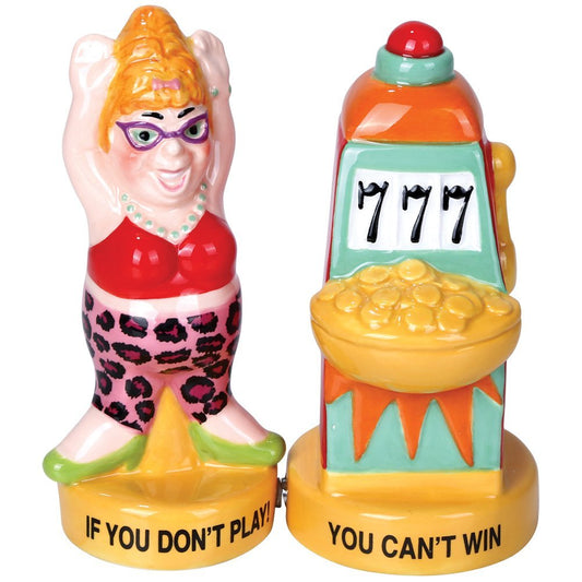 Pacific Giftware Lucky Casino Slot Machine Winner Ceramic Magnetic Salt and Pepper Shaker Set