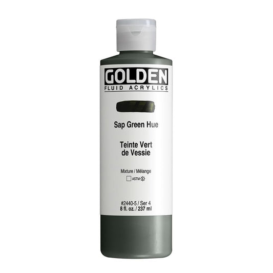 Fluid Acrylics by GOLDEN, Sap Green Hue, 8 fl. oz. Bottle, Professional Acrylic Paint, Transparent