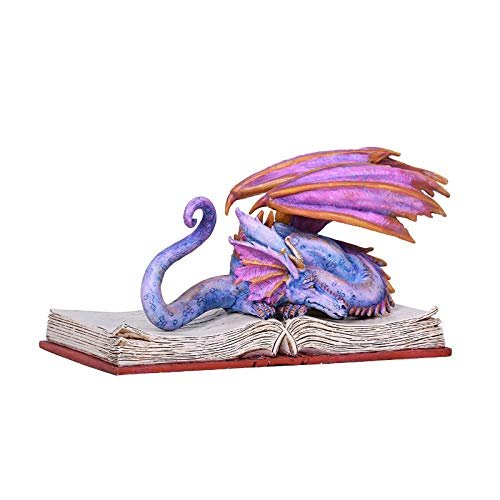 Pacific Giftware Amy Brown Book Purple Dragon Book Wyrm Dragon Statue Home Decor