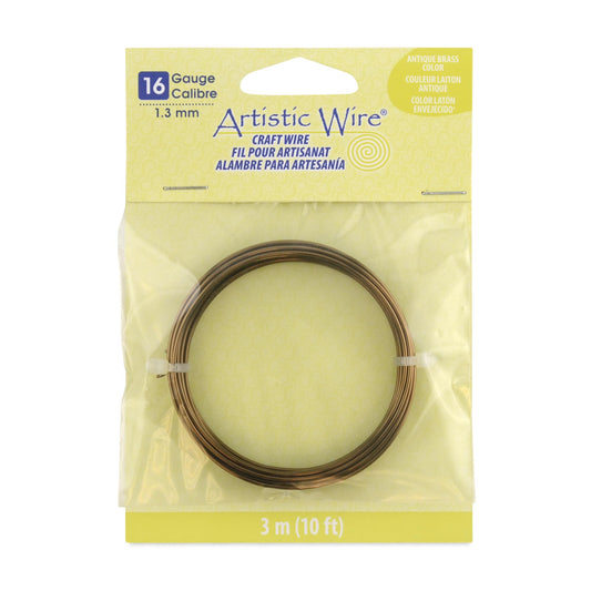 Artistic Wire, 16 Gauge Tarnish Resistant Colored Copper Craft Wire, Antique Brass Color, 10 ft