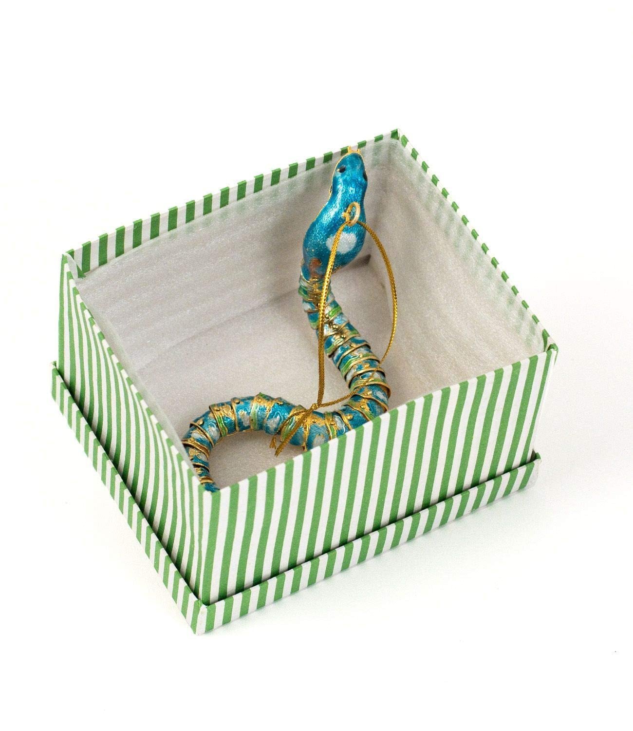 Value Arts Handmade Cloisonne Articulated Teal Snake Ornament