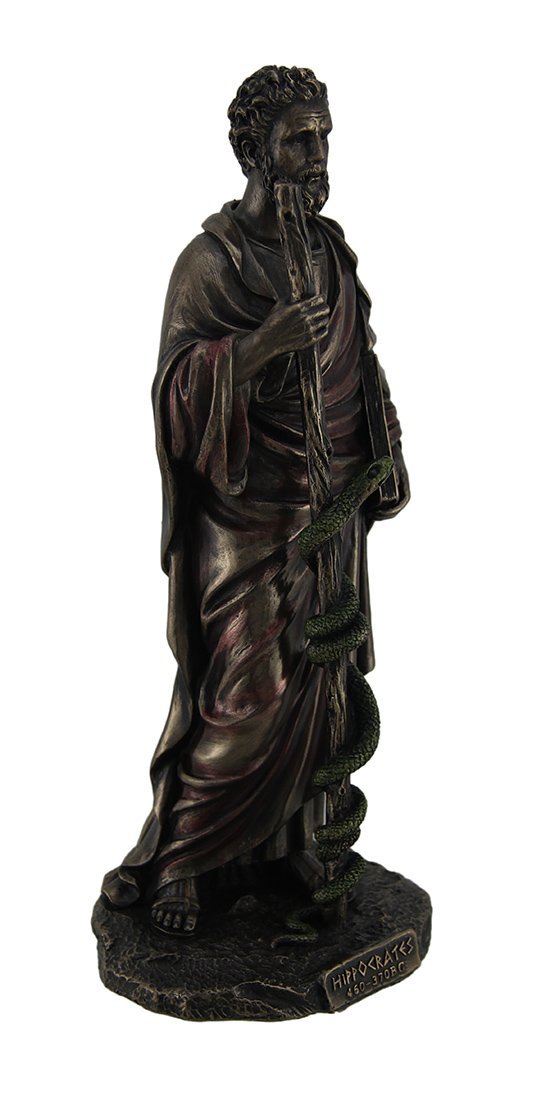 Veronese Design Hippocrates Greek Father of Medicine Holding Book & Staff Bronze Finish Statue