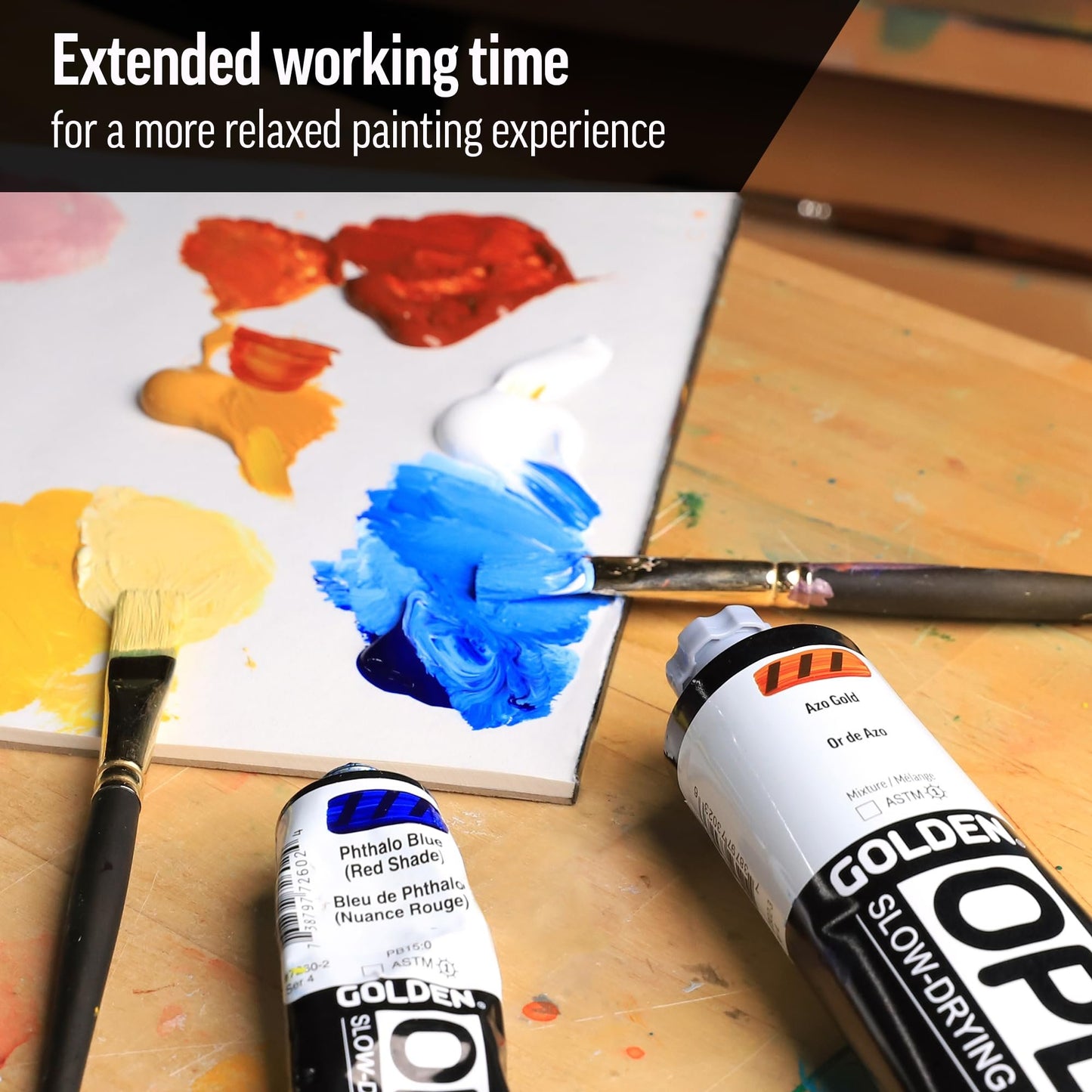 OPEN Slow-Drying Acrylics by GOLDEN, Violet and Blue, Professional Acrylic Paint