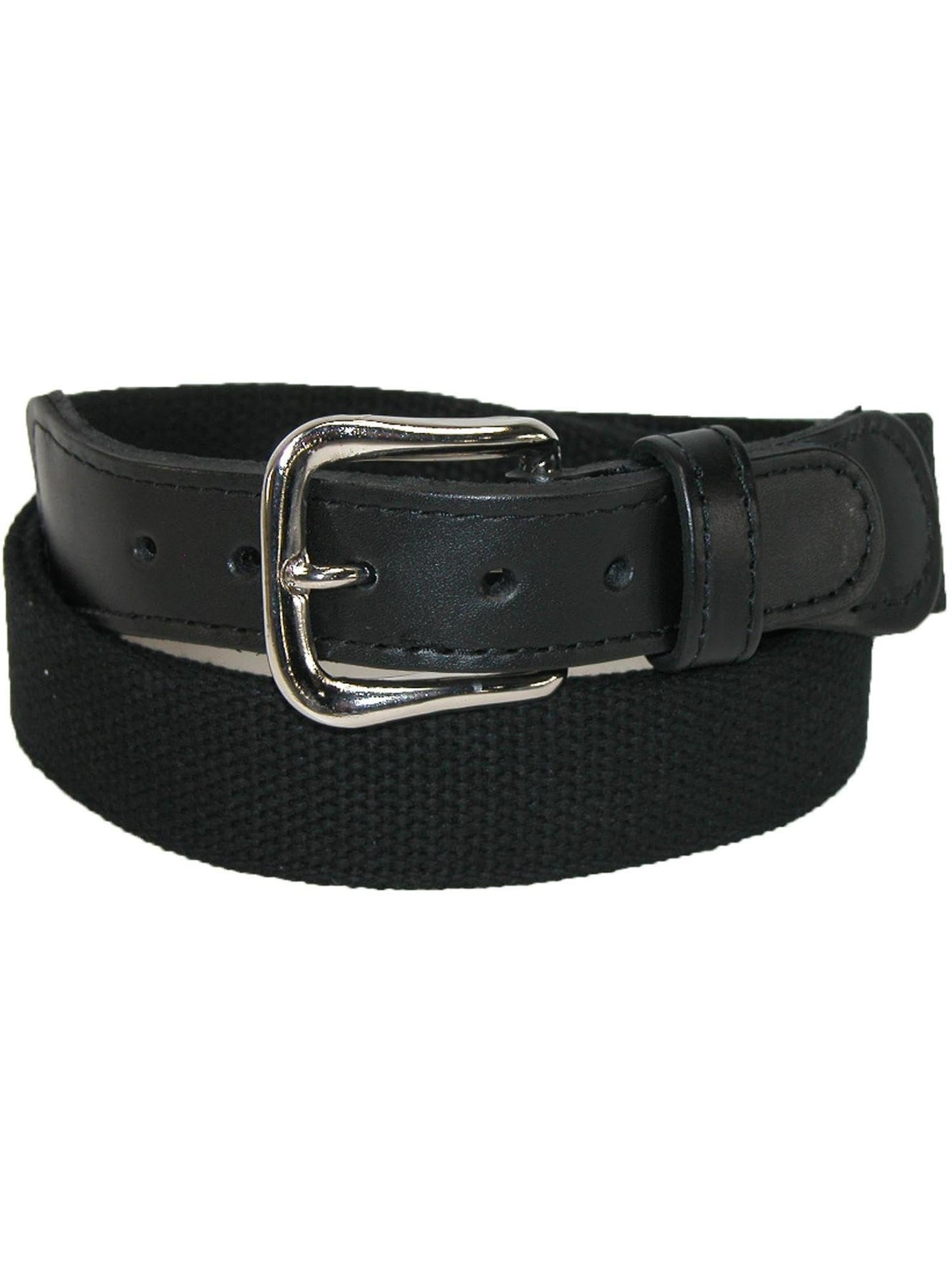 Boston Leather Men's Cotton Web Belt with Leather Tabs, 40, Black