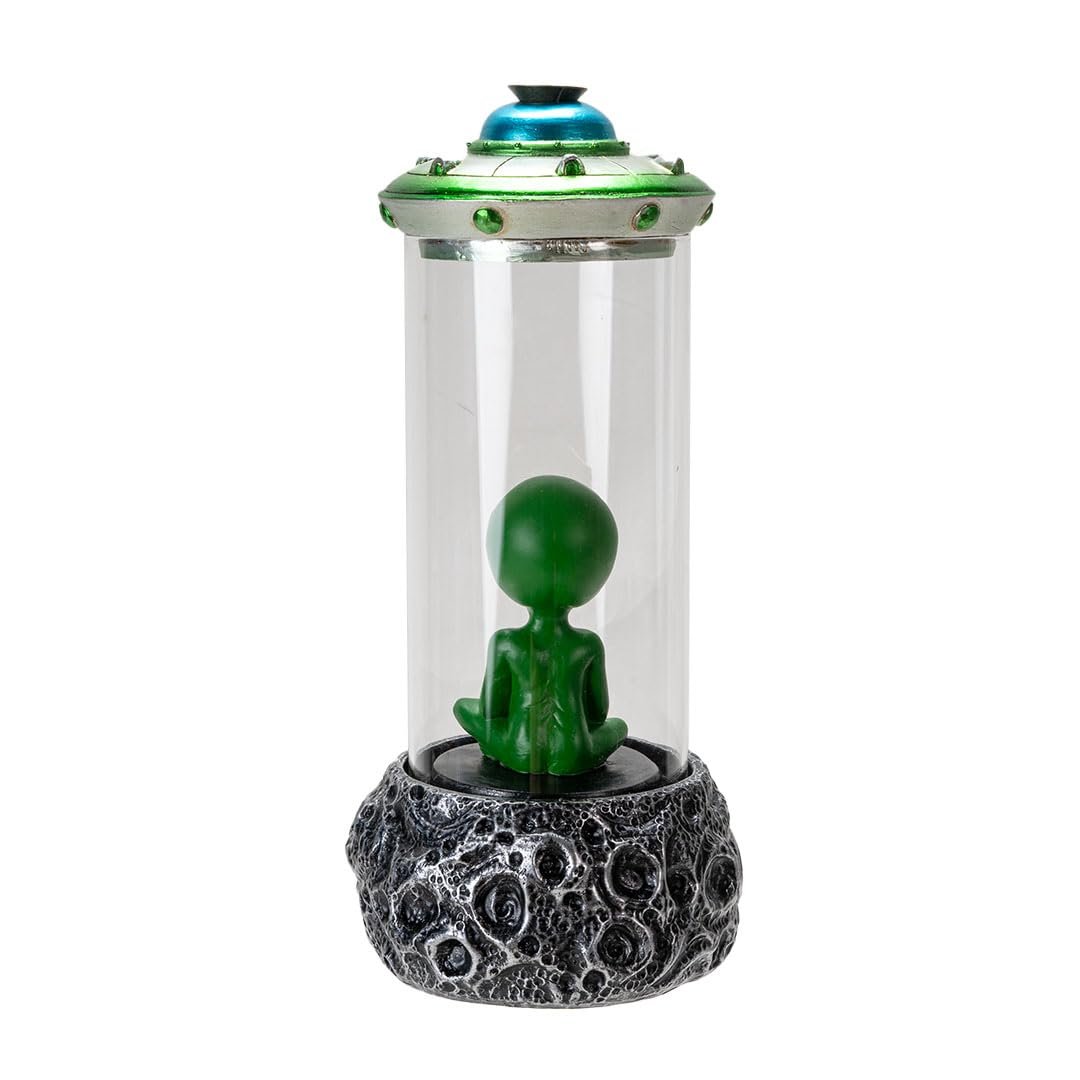 Pacific Giftware Alien UFO Backflow Incense Burner with Sci-Fi Spaceship Design Unique Resin Decor for Aromatherapy and Space-Themed Home Accents 9.13" Tall