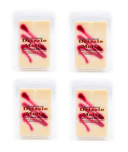 Swan Creek Cherry Almond Buttercream 5.25oz Drizzle Melts 4-Pack | Soy Wax Melts Herbal Fragrance for The Home | Bakery Scented Break Apart Soybean Wax | Made in The USA
