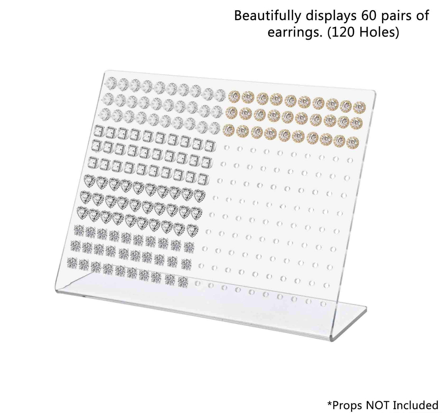 Marketing Holders Earring Display Stand 120 Pair Slant Back Clear Acrylic for Hoops Studs or Dangles Craft Fairs Art Shows Jewelry Designers Secondhand Shops Accessory Outlets Portable Neat
