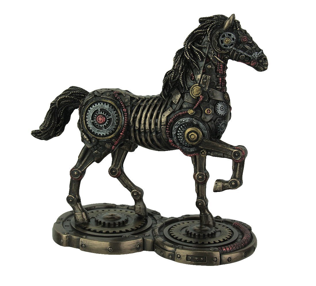 Veronese Design 9 1/2 Inch Steampunk Horse Prancing Cold Cast Resin Bronze Finish Sculpture
