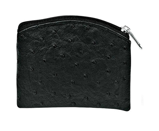 Hirten Black Ostrich Skin Pattern Rosary Case with Anti-tarnish Lining (1671-01)