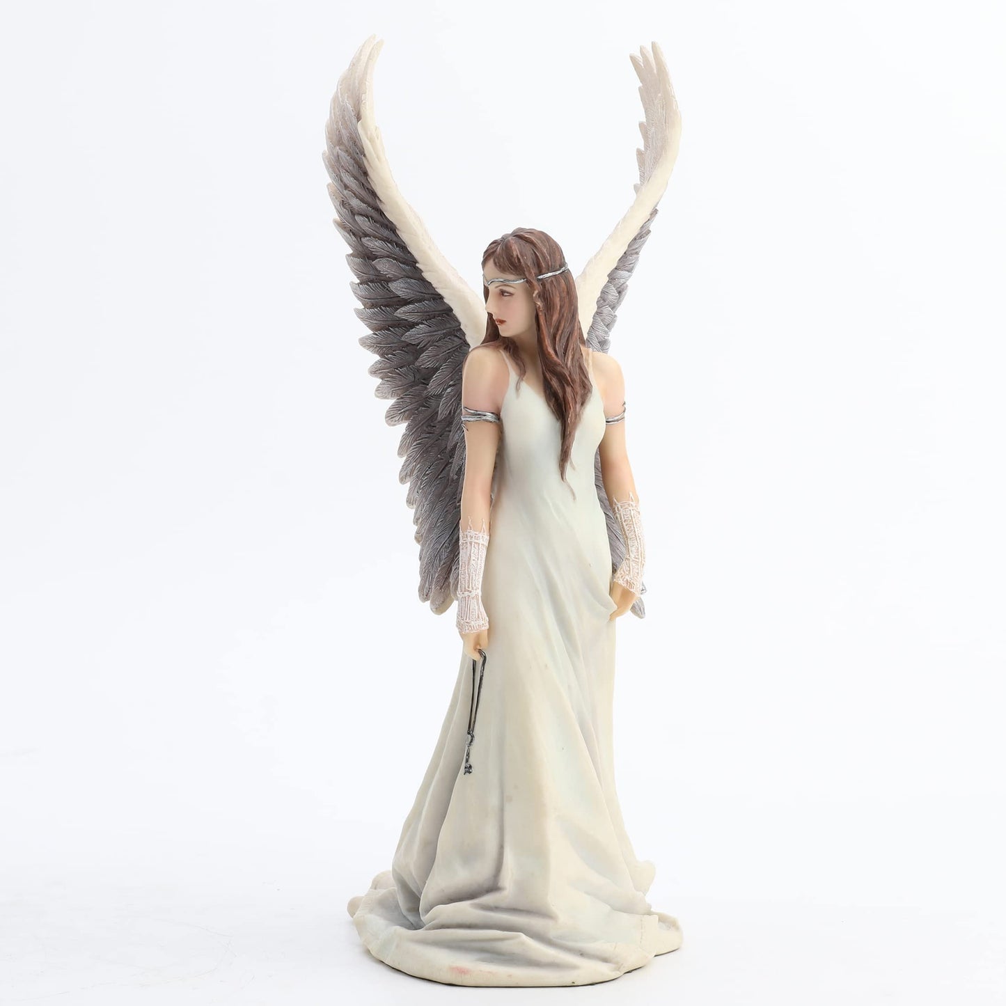 US 9.5 Inch Spirit Guide Fairy Decorative Statue Figurine, White and Gray