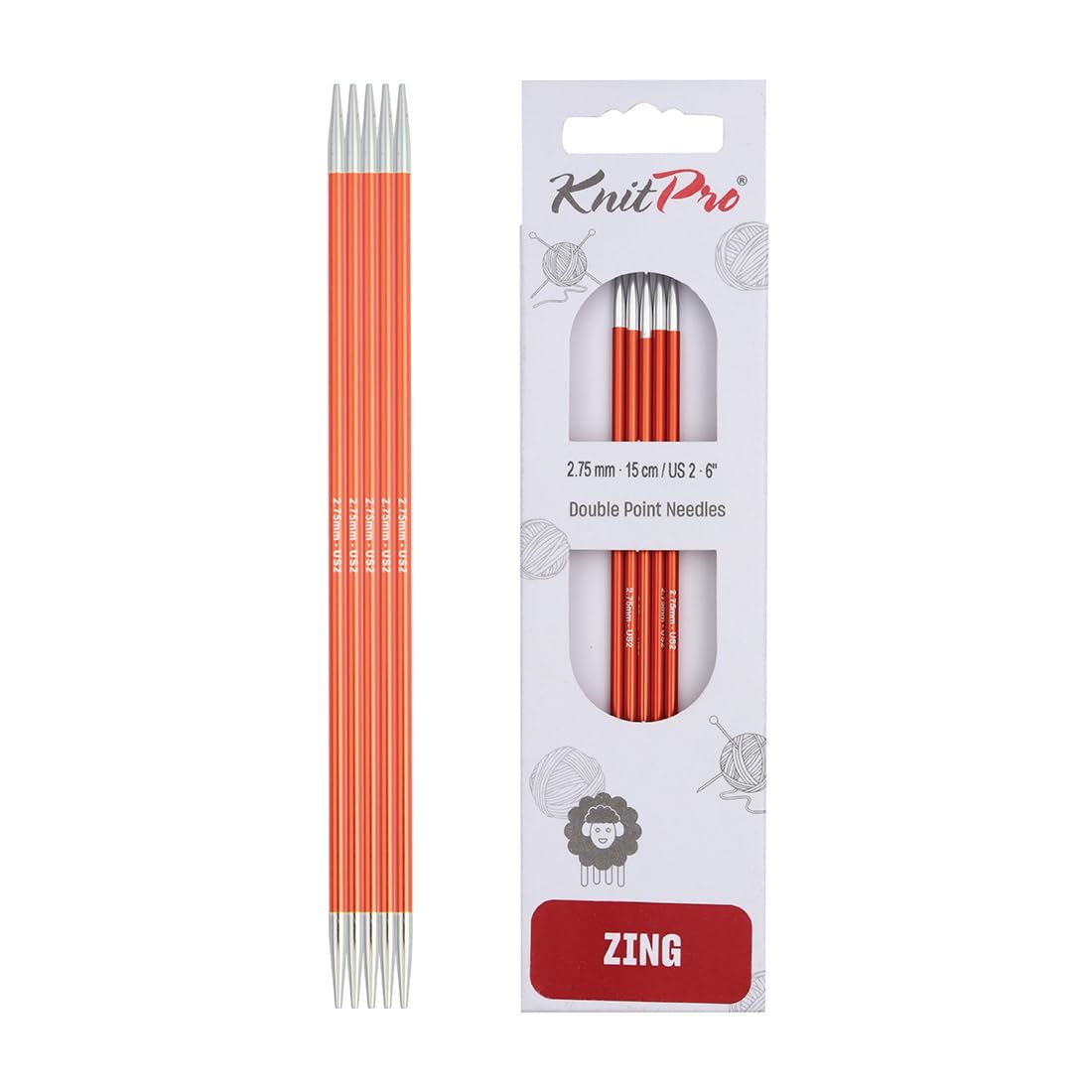 KnitPro Zing Double Pointed Needles 8" (20cm)