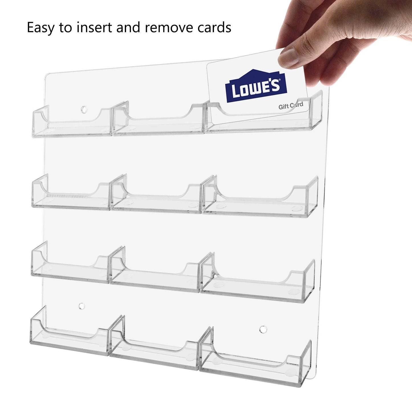 Marketing Holders Wall Business Card Holder with Hanging Hardware for 3.5" x 2" Gift or Appointment Cards Schools Bookstores Travel Centers Laundromats 12 Pocket Clear Acrylic One Piece Durable