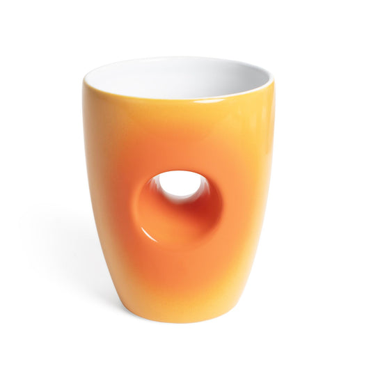 Earth Hand Warmer Mug – Orange Gradient Ceramic Mug with Comfort Grip Hole