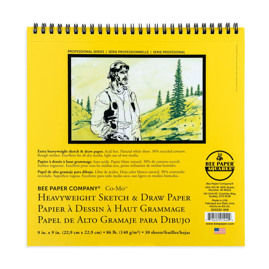 Bee Paper 9" x 9" Co-Mo Heavyweight Sketch Paper Pad, 30 Sheets