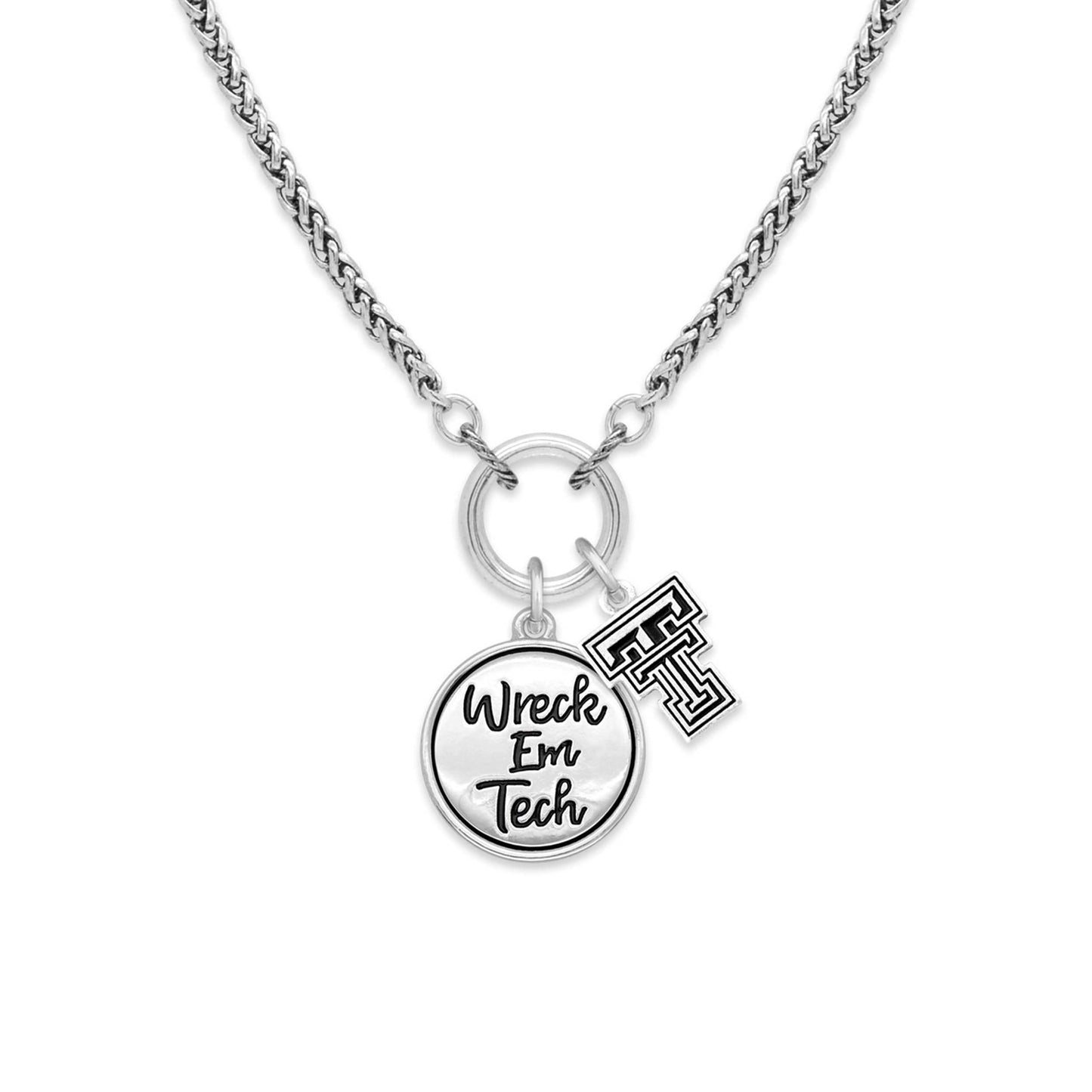 From the Heart Texas Tech Red Raiders Wreck Em Tech Twist and Shout Silver Necklace Jewelry TTU