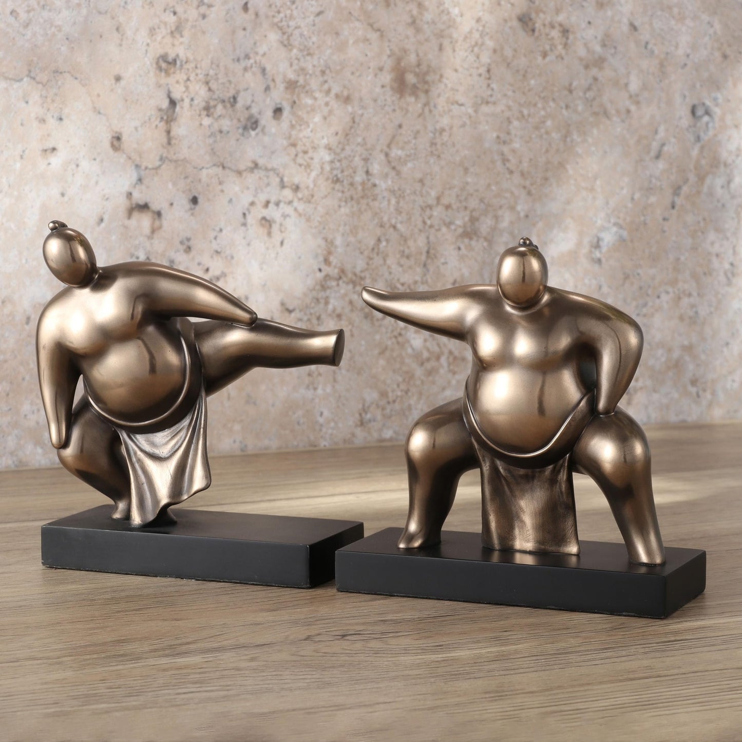 Veronese Design 4 7/8 Inch Japanese Abstract Sumo Wrestler Squat Resin Figurine Bronze Finish