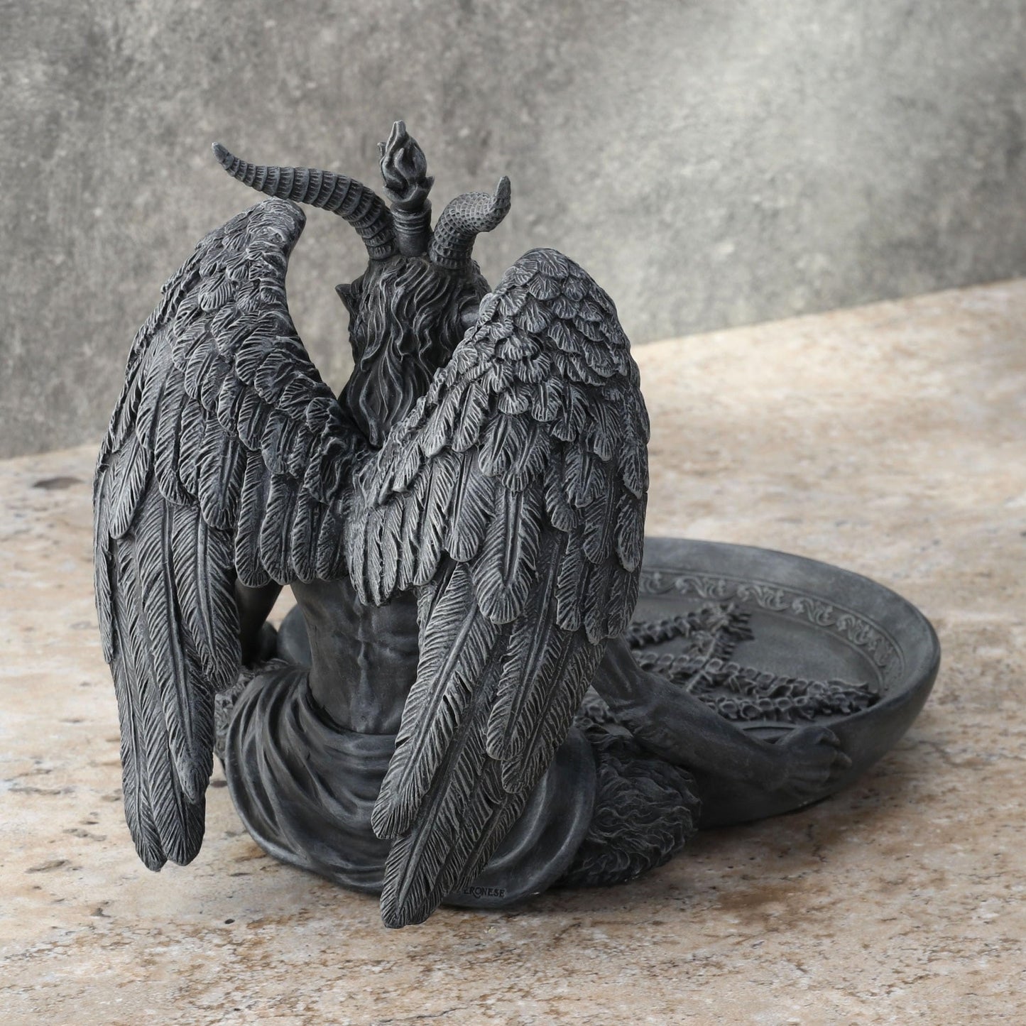 Veronese Design 5 3/4 Inch Baphomet Altar Offering Dish Stone Finish Resin Figurine