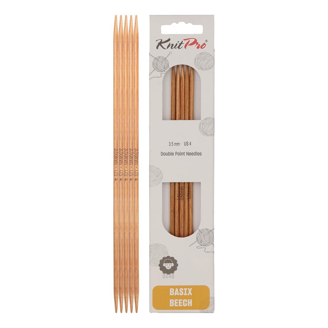 KnitPro Basix Beech Double Pointed Needles 8" (20cm)