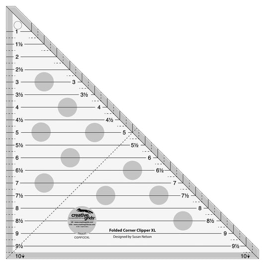 Creative Grids Folded Corner Clipper XL Quilt Tool – CGRFCCXL – Made in USA, 10in x 10in, Non-Slip Grip Acrylic Quilting, Sewing, Crafting, Patchwork Ruler & Template