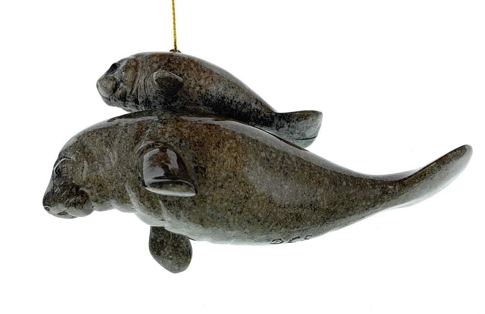 Globe Imports Manatee with Baby Calf Christmas Ornament, 4.75 Inches Long