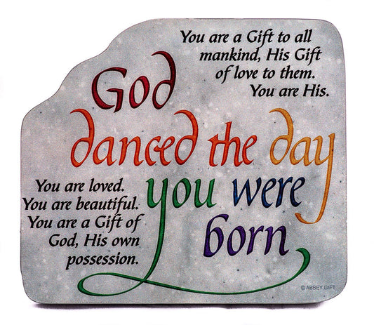 Abbey Gift, 4.38 x 5.38 Press (Abbey & CA Gift) God Danced Plaque, White