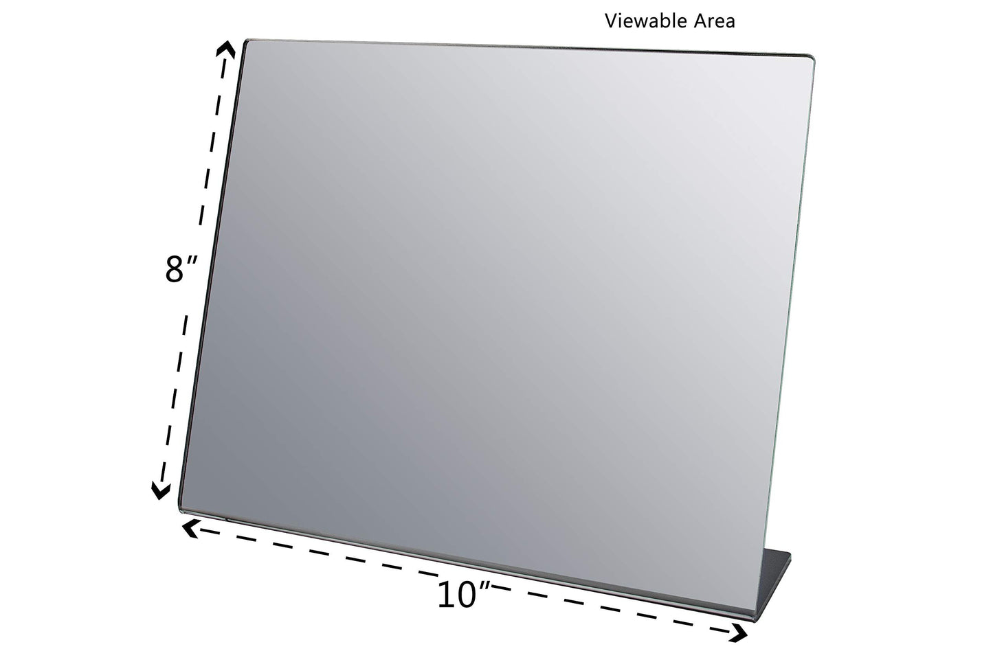 Marketing Holders Freestanding Acrylic Mirror 10" x 8" Slant Back Reflective Portable Lucite Stand for Retail Jewelry Piercing Counters Makeup Vanities and Hair Salons